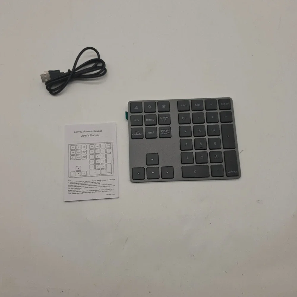 Lekvey Bluetooth Numeric Keypad Wireless Rechargeable Aluminum Number Pad Gray